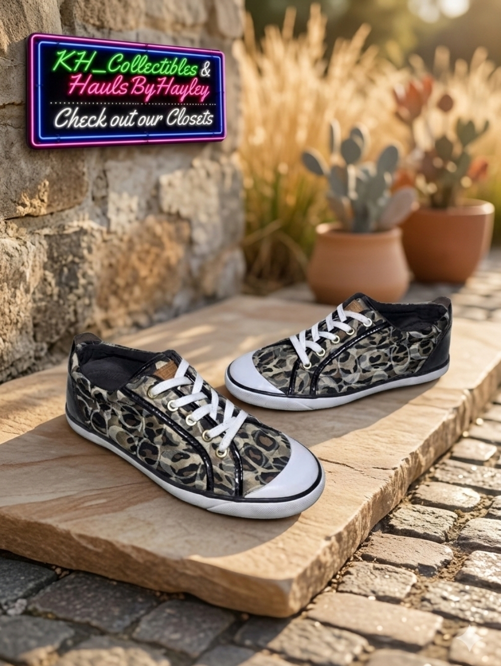 Coach Signature C Leopard Print Sneakers Monogram Patent Leather Size 8.5